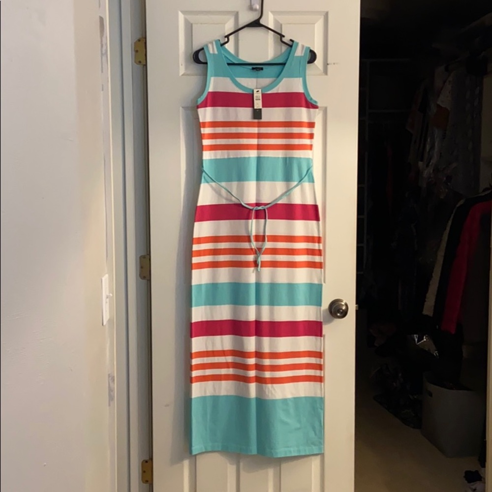 Talbots Neon Stripe Midi Dress